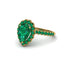 Halo Pear Emerald Pave Engagement Ring - Ingrid No. 19