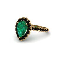 Halo Pear Emerald Pave Engagement Ring - Ingrid No. 34 image 1