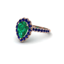 Halo Pear Emerald Pave Engagement Ring - Ingrid No. 65 image 1