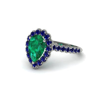 Halo Pear Emerald Pave Engagement Ring - Ingrid No. 66 image 1