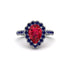 Halo Pear Ruby Pave Engagement Ring - Ingrid No. 72