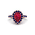 Halo Pear Ruby Pave Engagement Ring - Ingrid No. 71