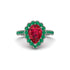 Halo Pear Ruby Pave Engagement Ring - Ingrid No. 27