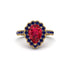 Halo Pear Ruby Pave Engagement Ring - Ingrid No. 70 image 2