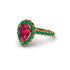 Halo Pear Ruby Pave Engagement Ring - Ingrid No. 25