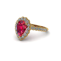 Halo Pear Ruby Pave Engagement Ring - Ingrid No. 10 image 1