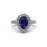 Halo Pear Sapphire Pave Engagement Ring - Ingrid No. 15