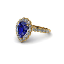 Halo Pear Sapphire Pave Engagement Ring - Ingrid No. 13 image 1