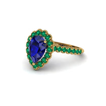 Halo Pear Sapphire Pave Engagement Ring - Ingrid No. 28 image 1