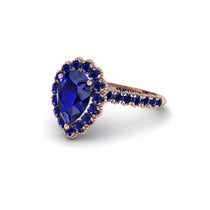 Halo Pear Sapphire Pave Engagement Ring - Ingrid No. 74 image 1