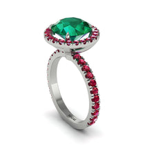 Round Cut Emerald Halo Engagement Ring - Charleigh No. 51 image 1