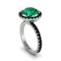 Round Cut Emerald Halo Engagement Ring - Charleigh No. 36 image 1