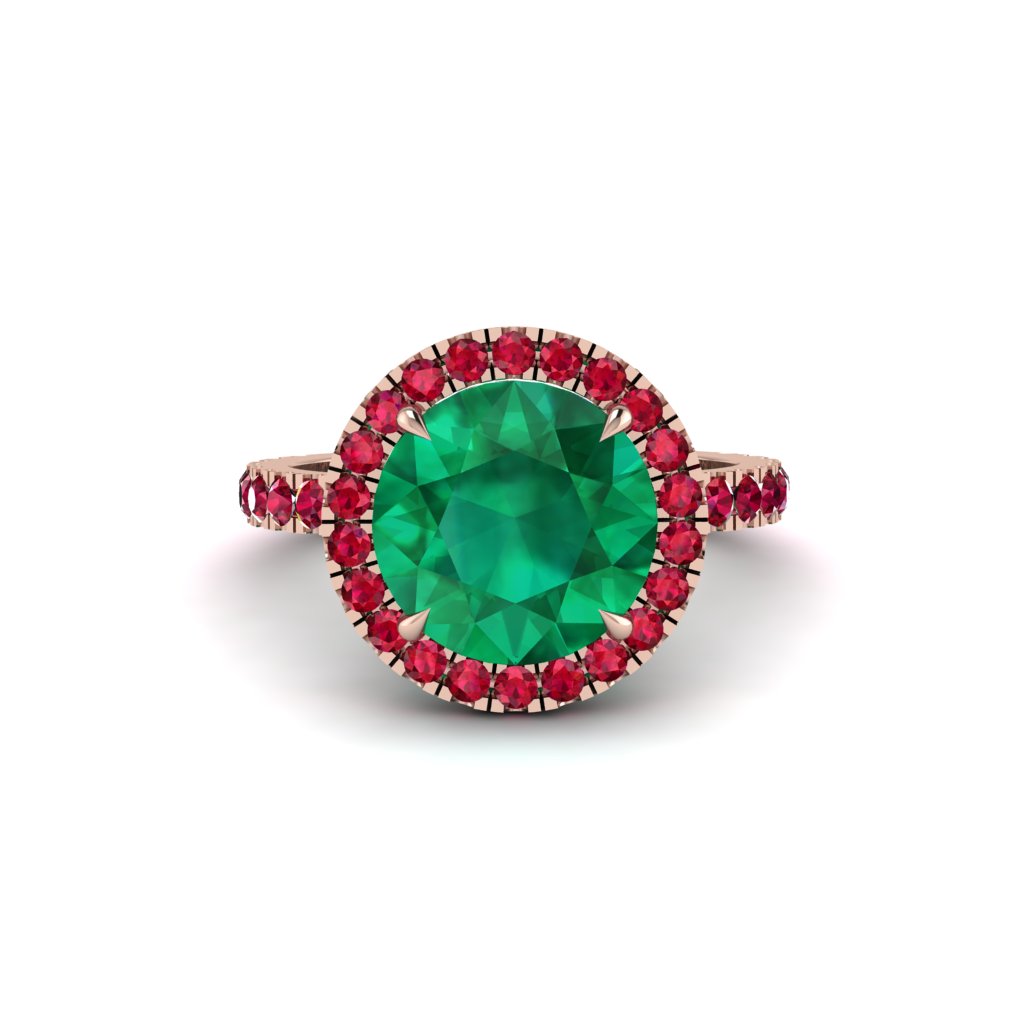 Round Cut Emerald Halo Engagement Ring - Charleigh No. 50