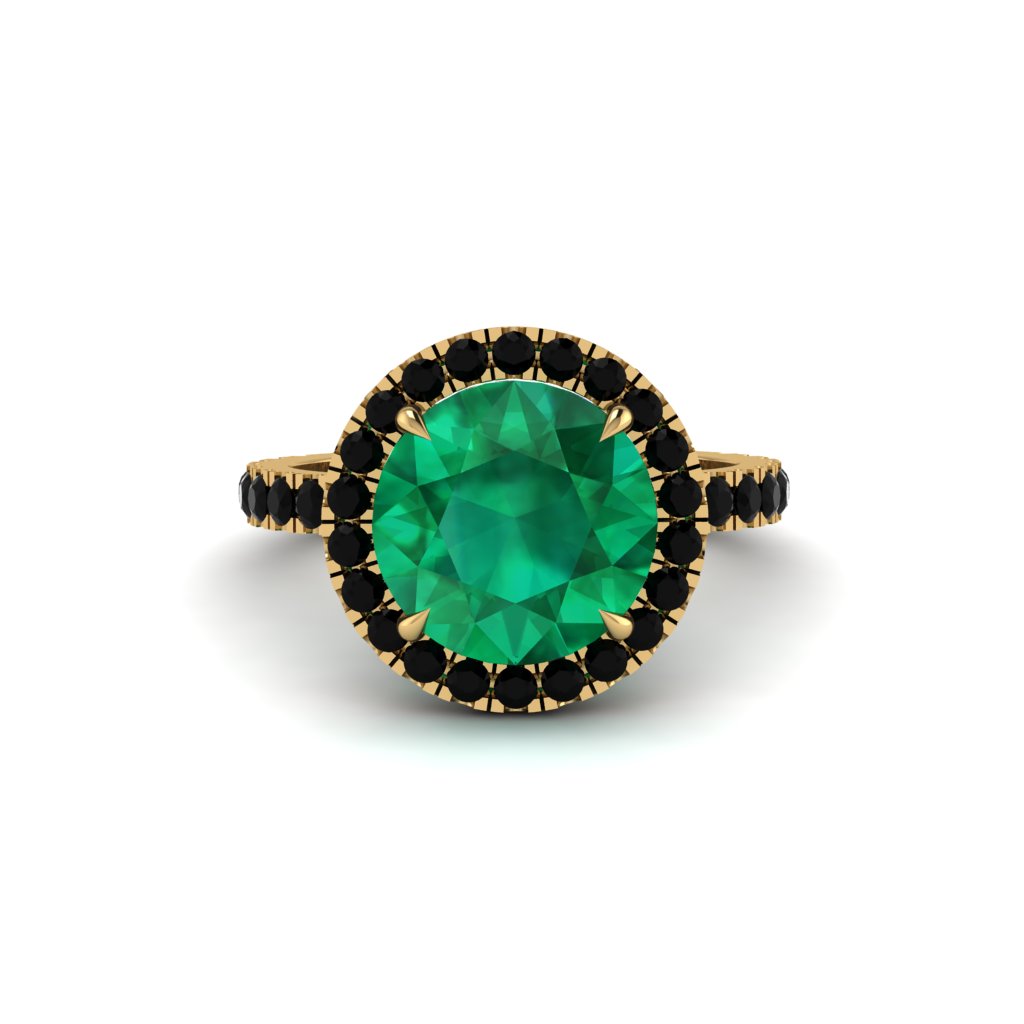 Round Cut Emerald Halo Engagement Ring - Charleigh No. 34