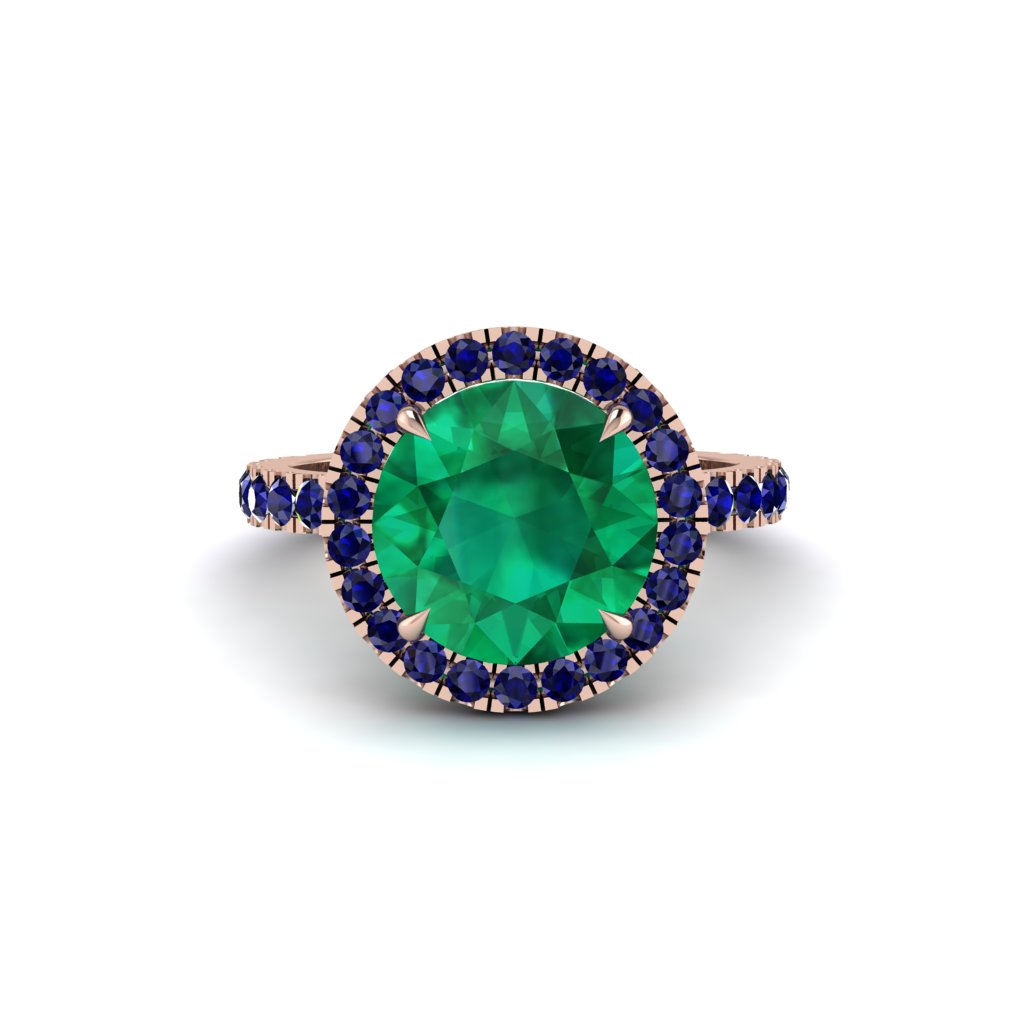 Round Cut Emerald Halo Engagement Ring - Charleigh No. 65