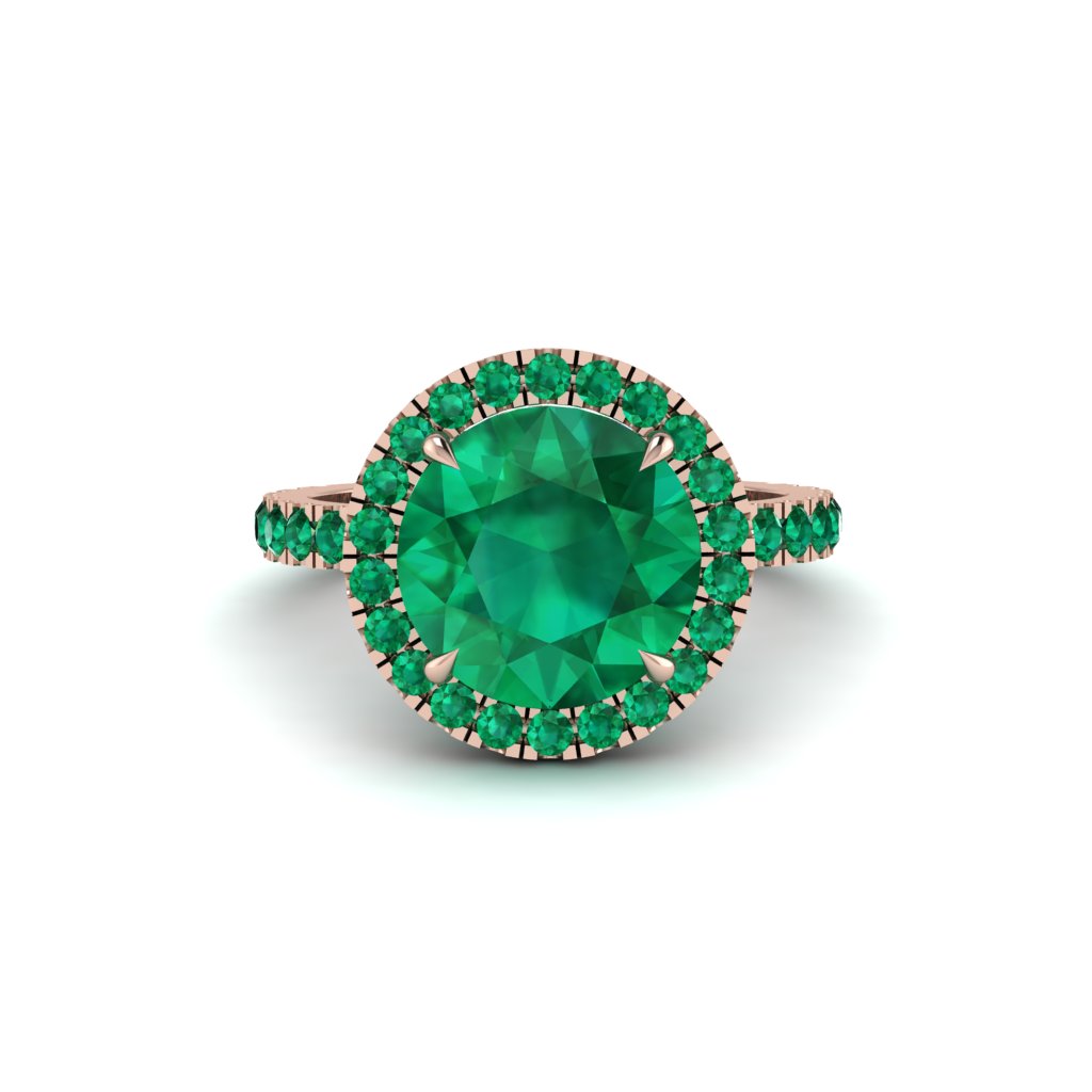 Round Cut Emerald Halo Engagement Ring - Charleigh No. 20