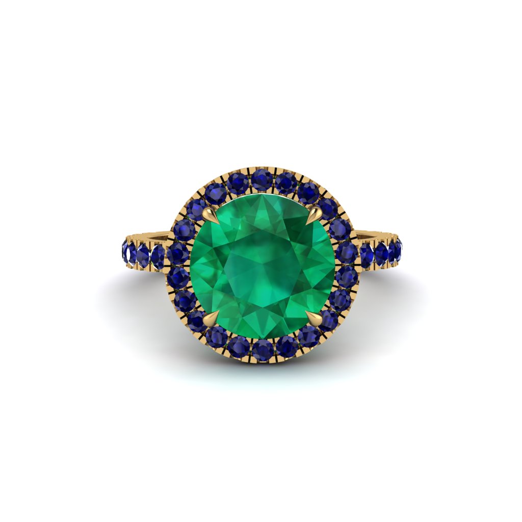 Round Cut Emerald Halo Engagement Ring - Charleigh No. 64
