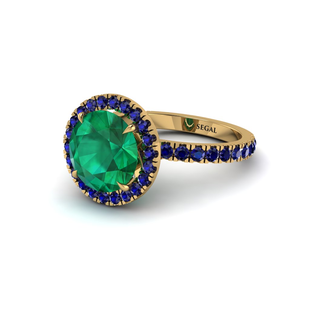 Round Cut Emerald Halo Engagement Ring - Charleigh No. 64