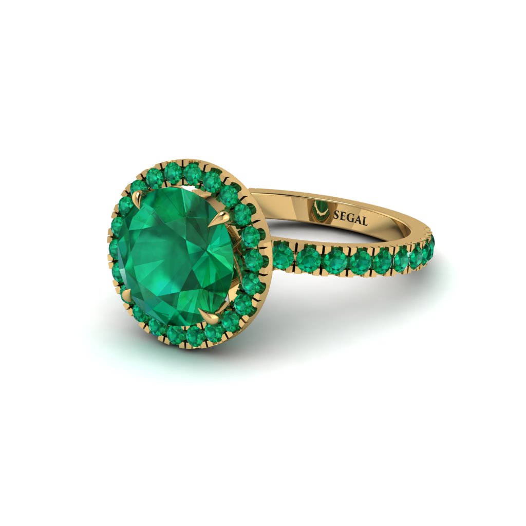 Round Cut Emerald Halo Engagement Ring - Charleigh No. 19
