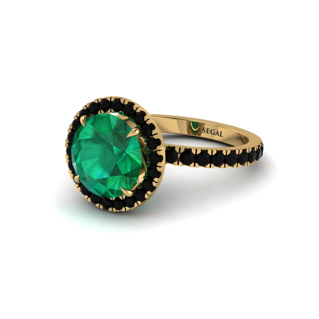 Round Cut Emerald Halo Engagement Ring - Charleigh No. 34