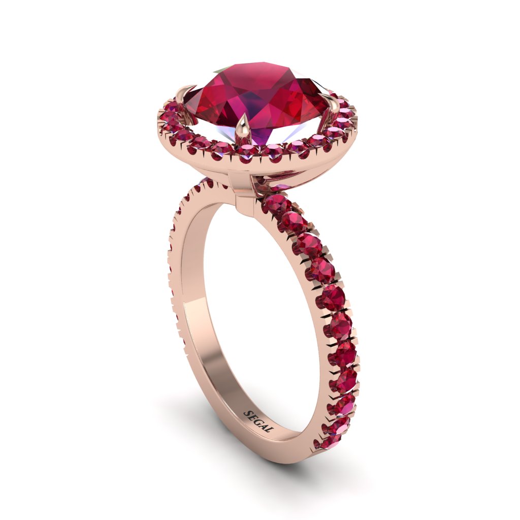 Round Cut Ruby Halo Engagement Ring - Charleigh No. 56