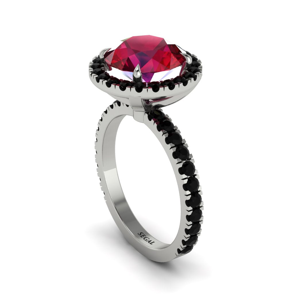 Round Cut Ruby Halo Engagement Ring - Charleigh No. 42