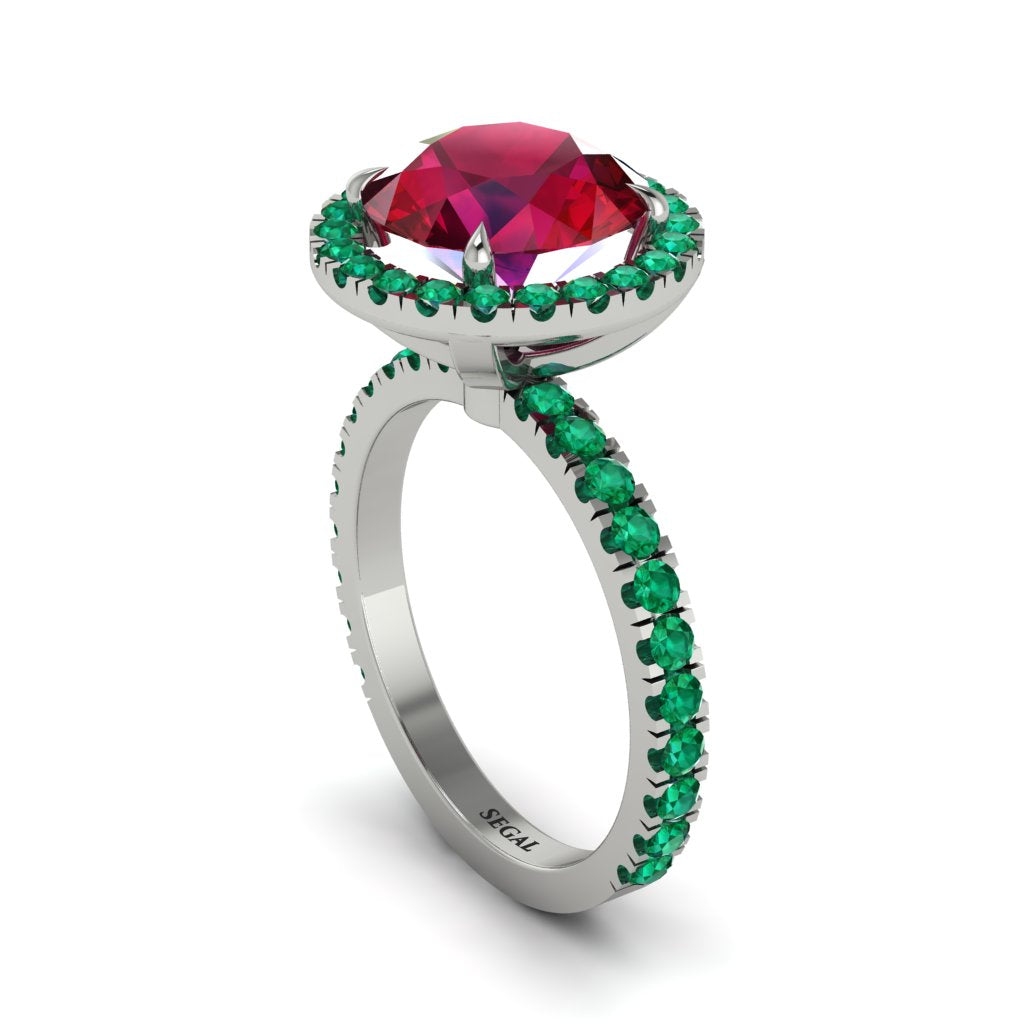 Round Cut Ruby Halo Engagement Ring - Charleigh No. 27
