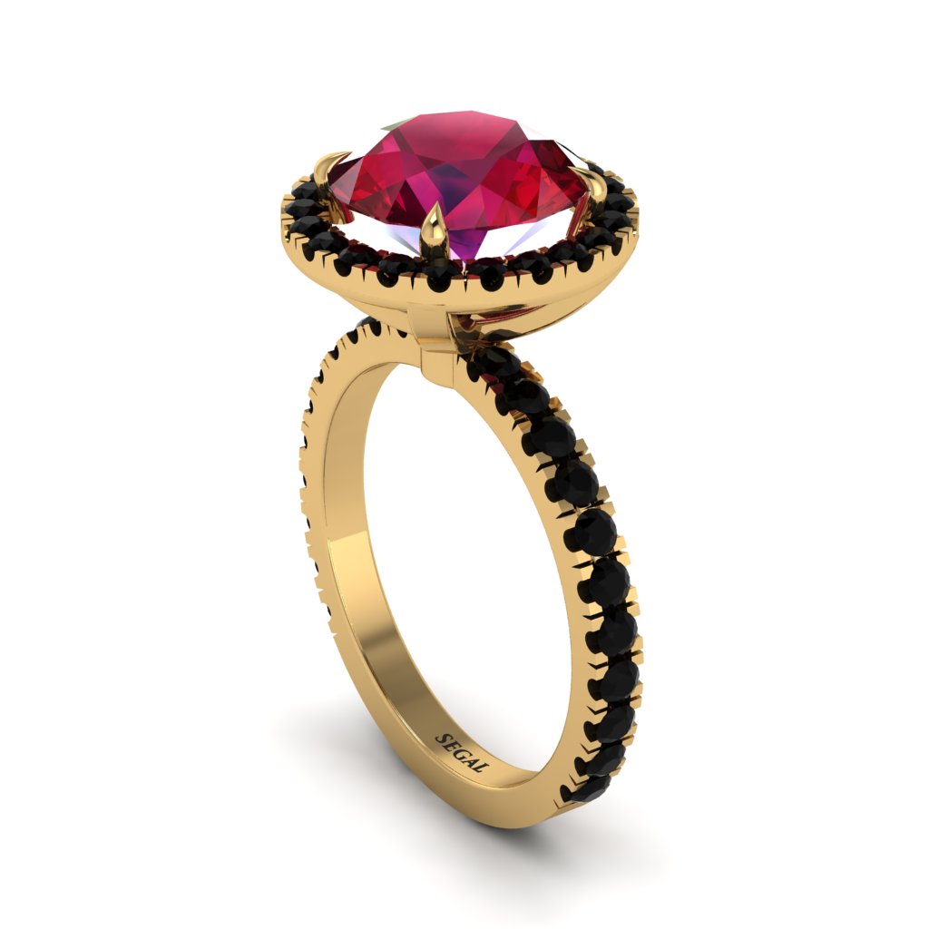 Round Cut Ruby Halo Engagement Ring - Charleigh No. 40