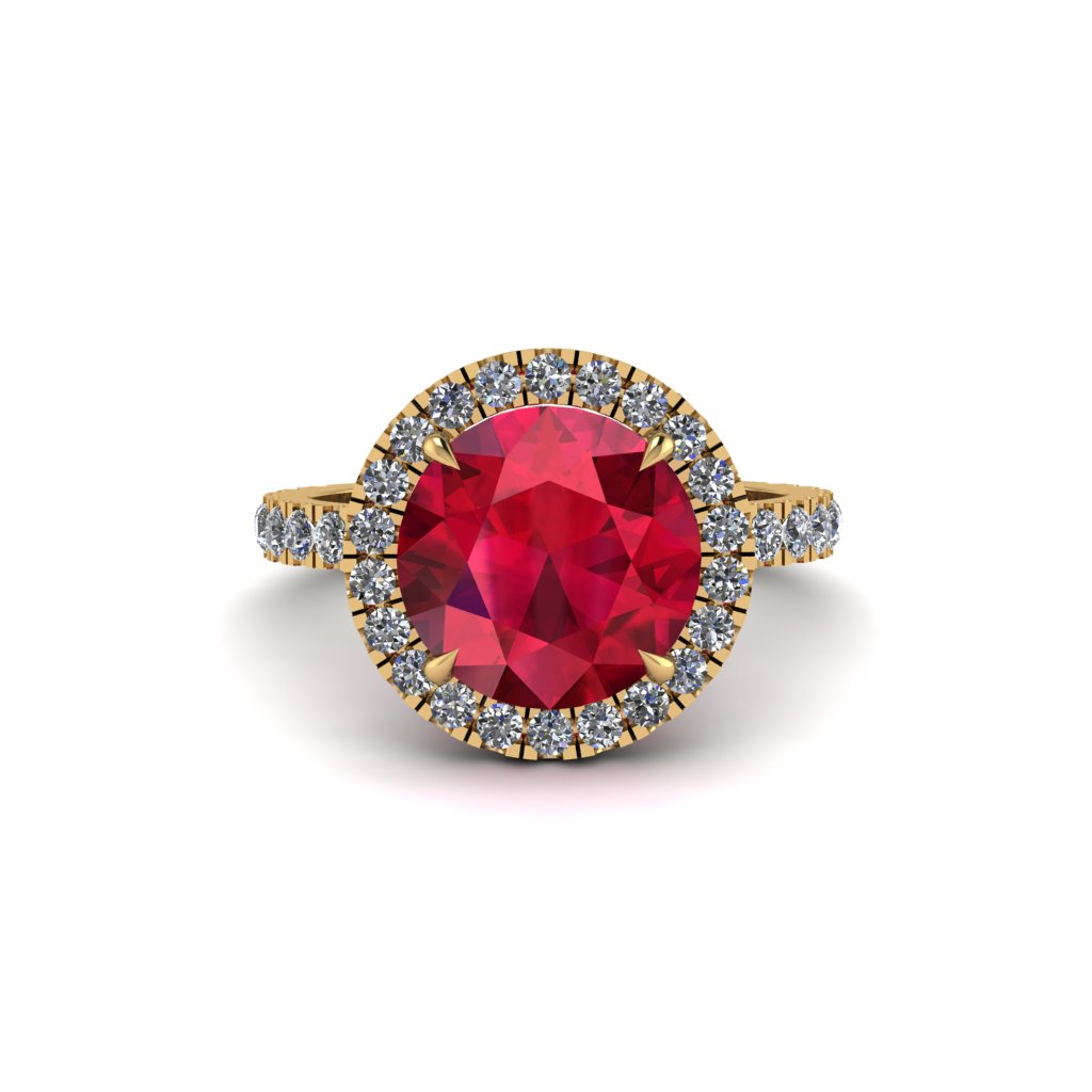 Round Cut Ruby Halo Engagement Ring - Charleigh No. 10
