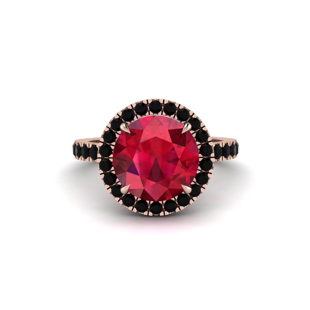 Round Cut Ruby Halo Engagement Ring - Charleigh No. 41