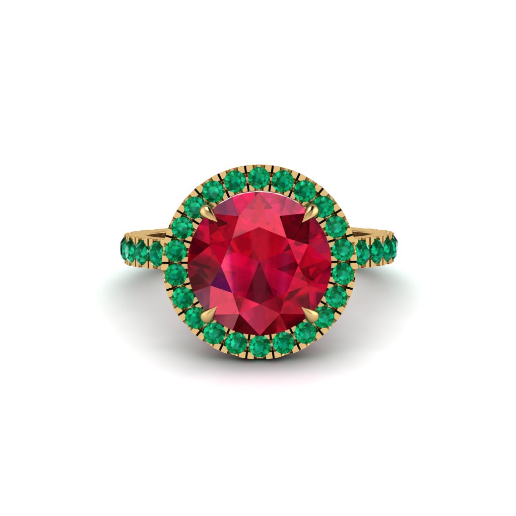 Round Cut Ruby Halo Engagement Ring - Charleigh No. 25