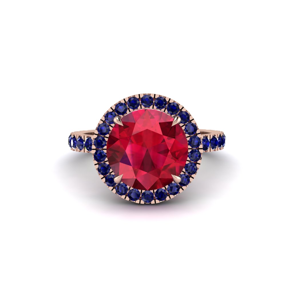 Round Cut Ruby Halo Engagement Ring - Charleigh No. 71