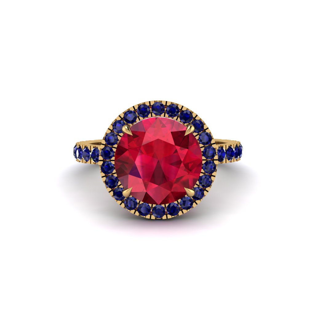 Round Cut Ruby Halo Engagement Ring - Charleigh No. 70