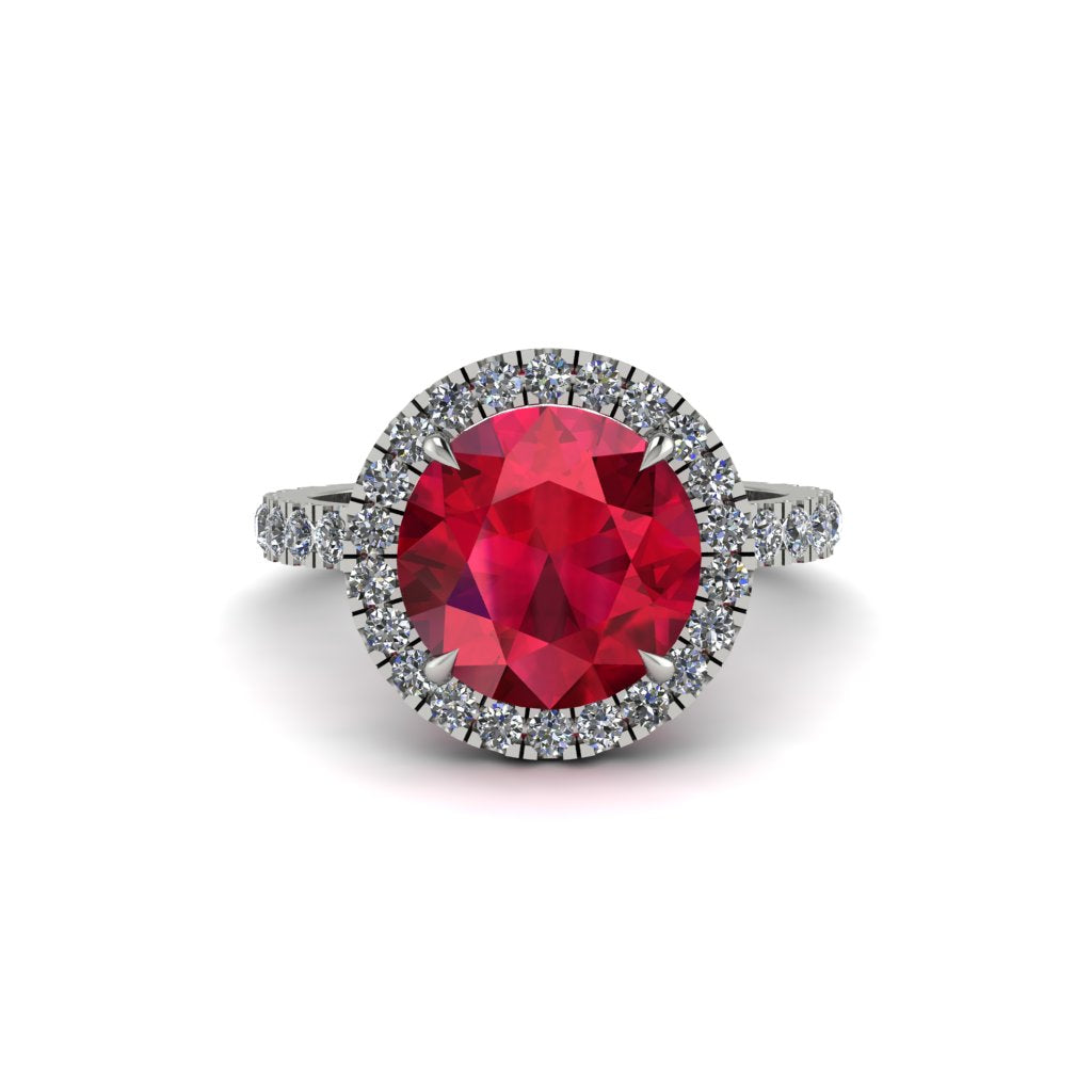 Round Cut Ruby Halo Engagement Ring - Charleigh No. 12