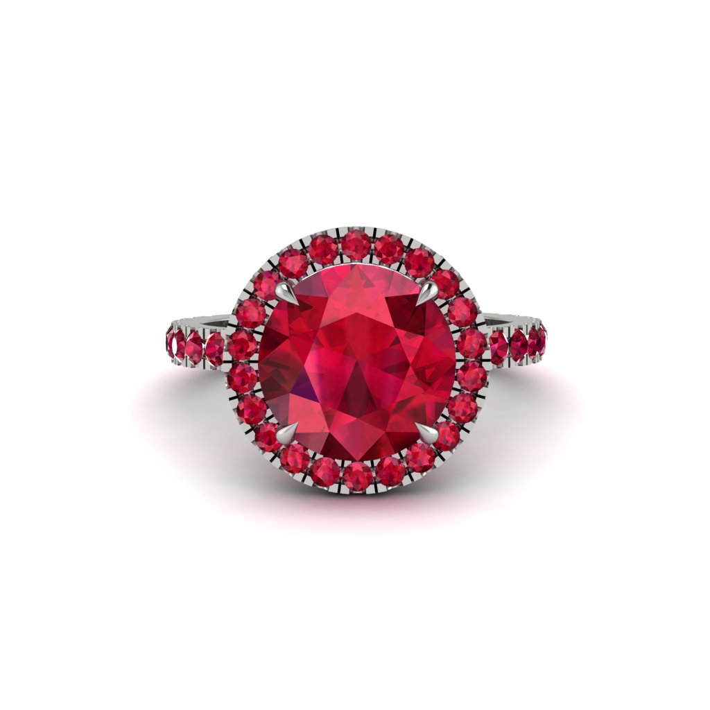 Round Cut Ruby Halo Engagement Ring - Charleigh No. 57