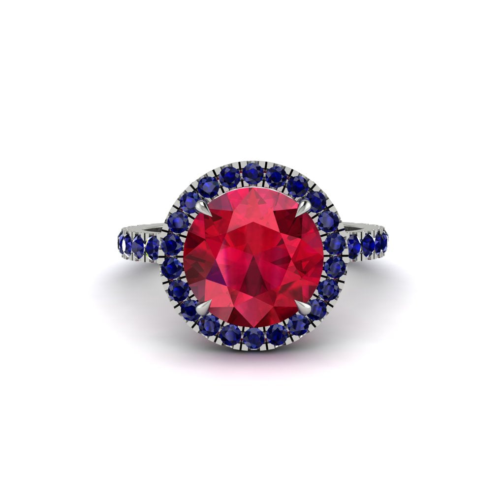 Round Cut Ruby Halo Engagement Ring - Charleigh No. 72