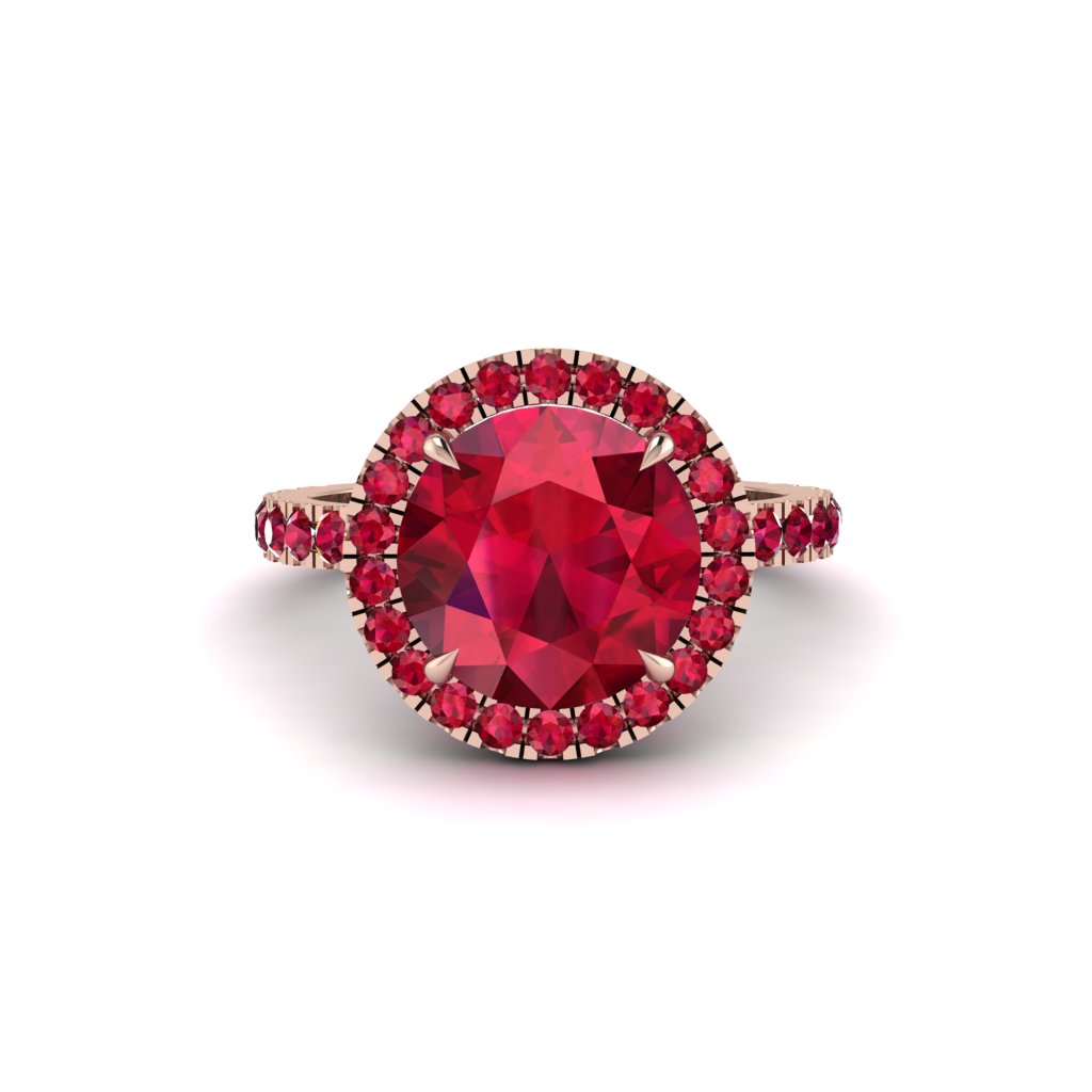 Round Cut Ruby Halo Engagement Ring - Charleigh No. 56