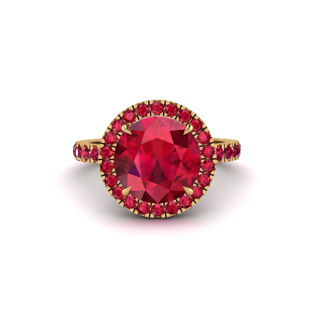 Round Cut Ruby Halo Engagement Ring - Charleigh No. 55