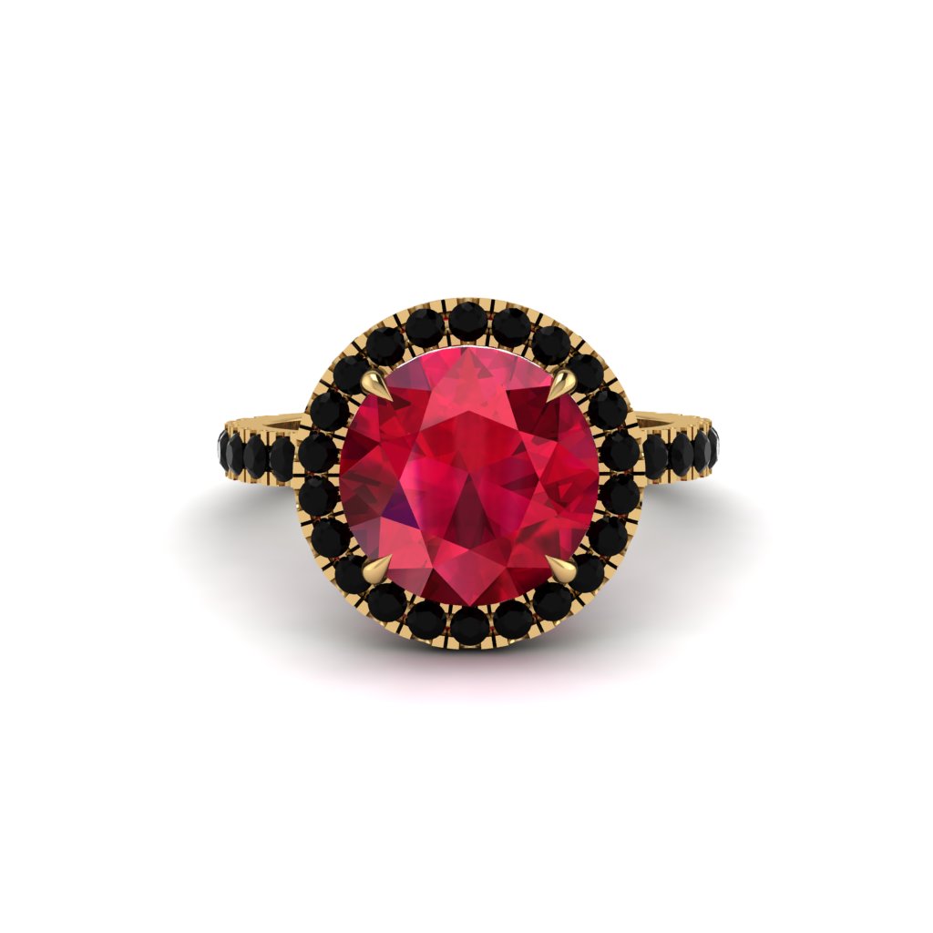 Round Cut Ruby Halo Engagement Ring - Charleigh No. 40