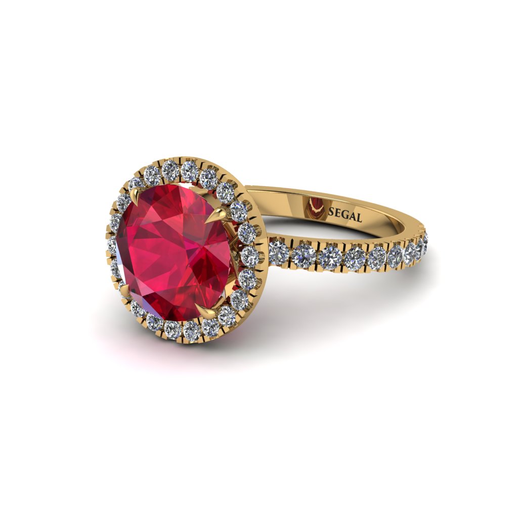 Round Cut Ruby Halo Engagement Ring - Charleigh No. 10