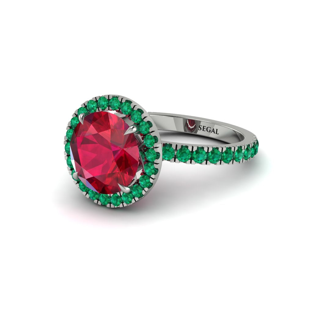 Round Cut Ruby Halo Engagement Ring - Charleigh No. 27