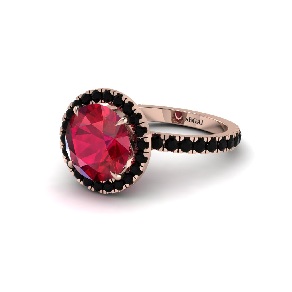 Round Cut Ruby Halo Engagement Ring - Charleigh No. 41
