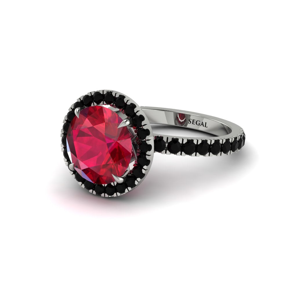 Round Cut Ruby Halo Engagement Ring - Charleigh No. 42