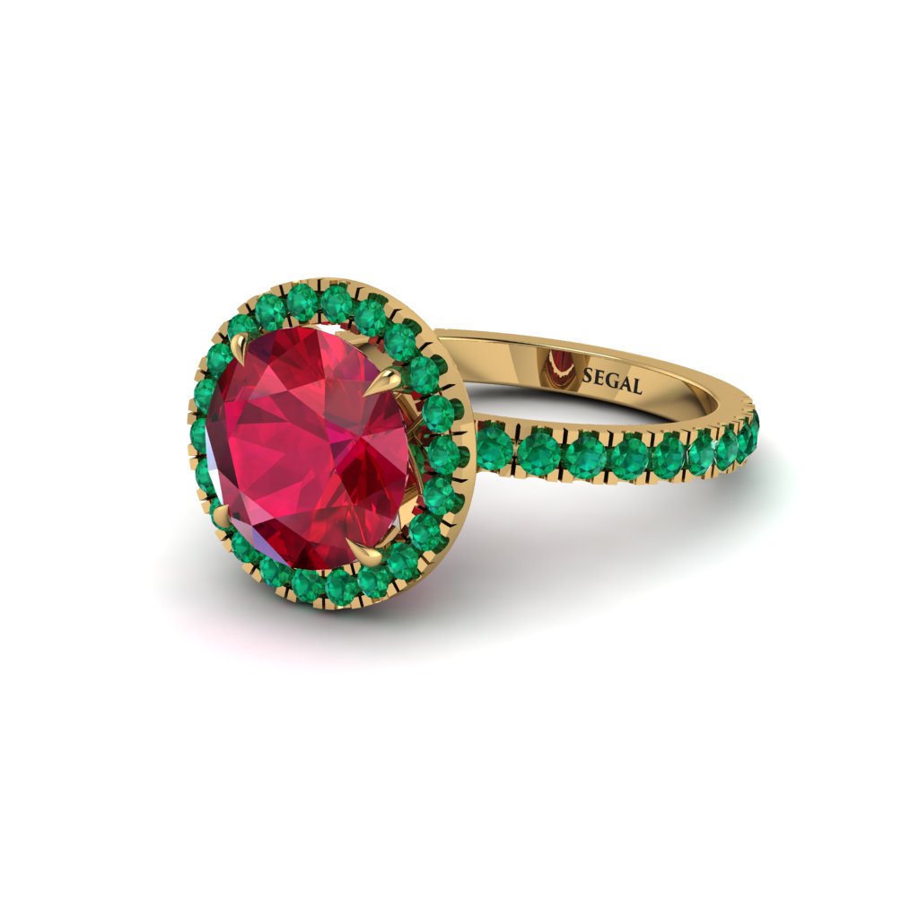 Round Cut Ruby Halo Engagement Ring - Charleigh No. 25