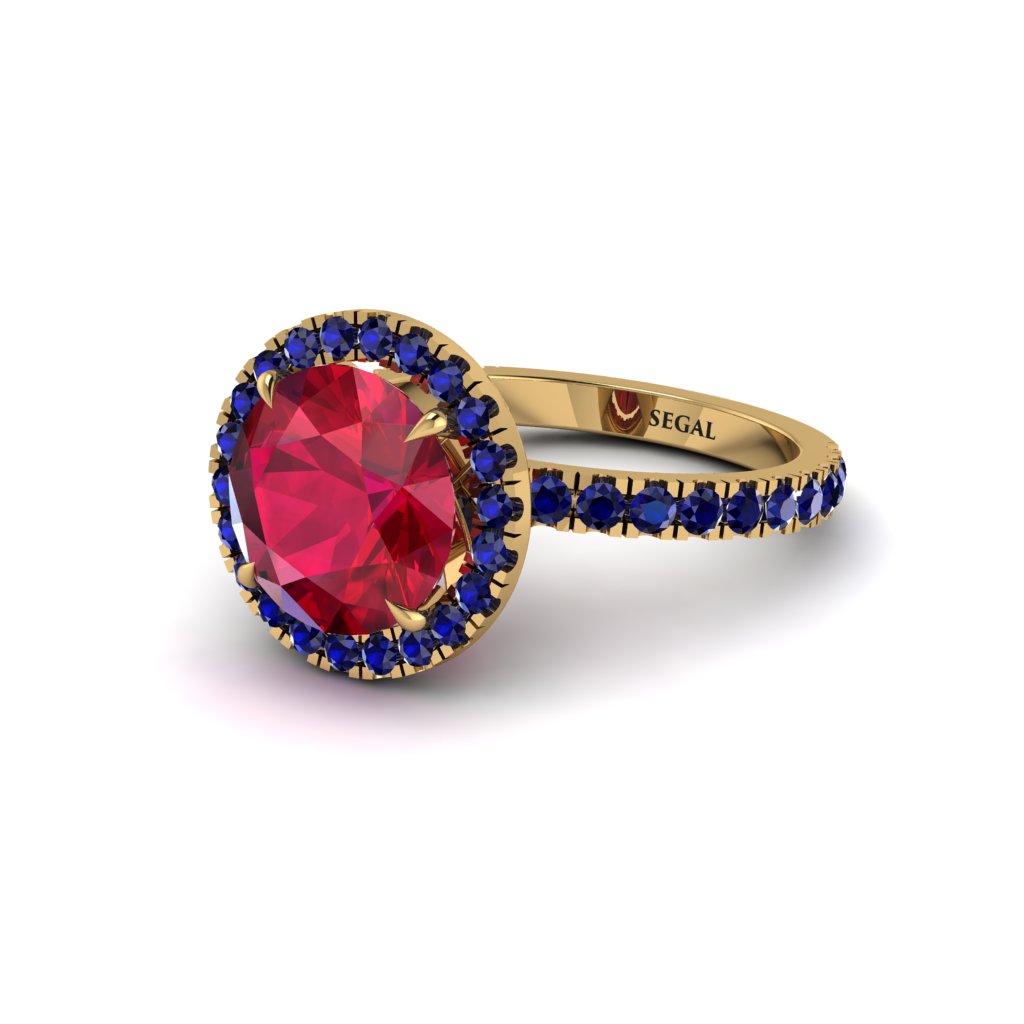 Round Cut Ruby Halo Engagement Ring - Charleigh No. 70