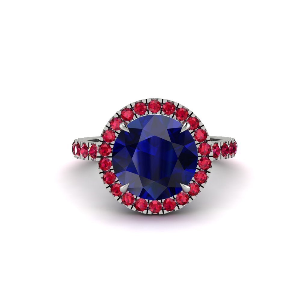 Round Cut Sapphire Halo Engagement Ring - Charleigh No. 60