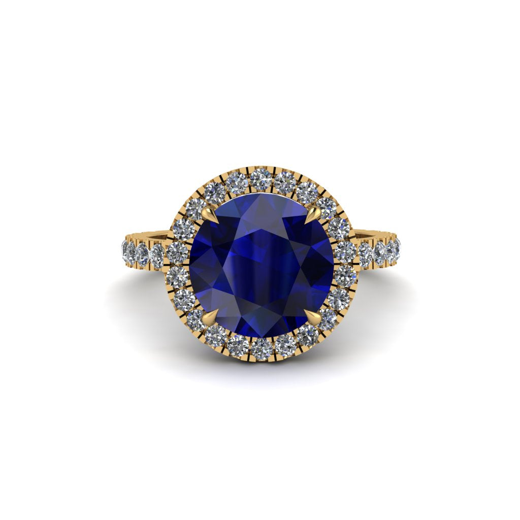 Round Cut Sapphire Halo Engagement Ring - Charleigh No. 13