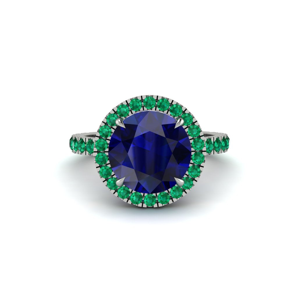 Round Cut Sapphire Halo Engagement Ring - Charleigh No. 30