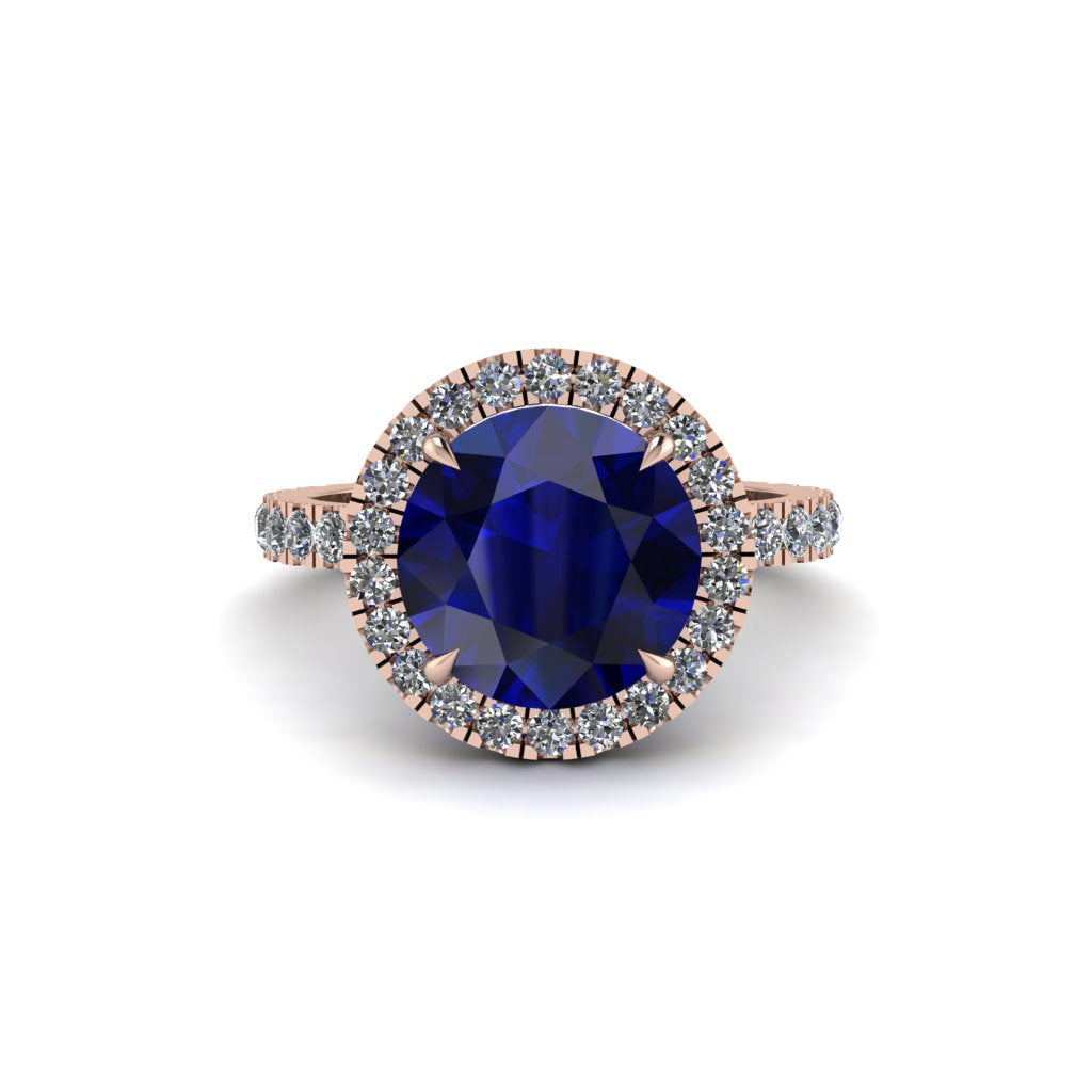 Round Cut Sapphire Halo Engagement Ring - Charleigh No. 14