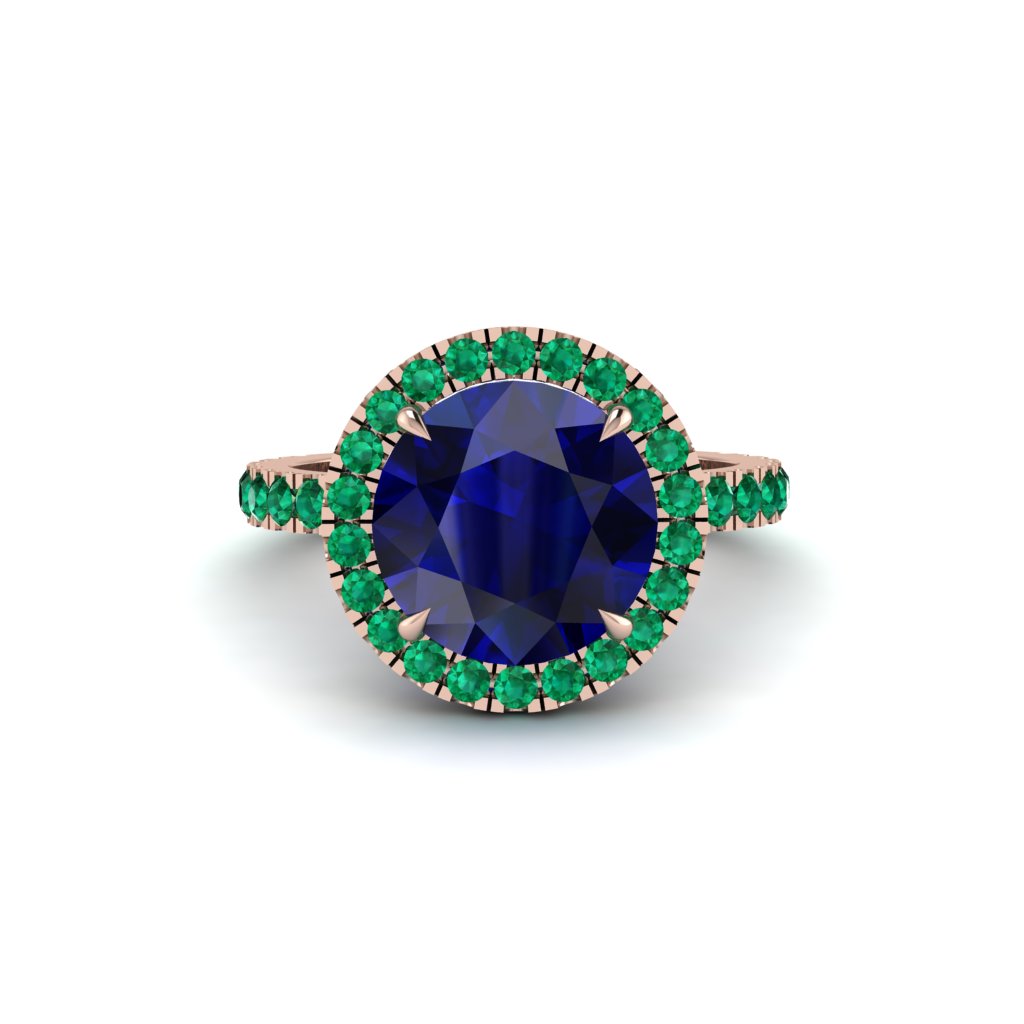 Round Cut Sapphire Halo Engagement Ring - Charleigh No. 29